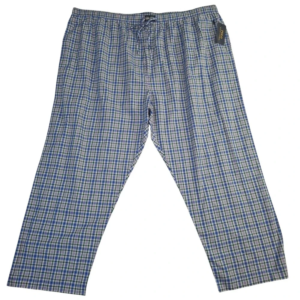 Polo Ralph Lauren Mens 4X Pajama Pants Blue Green Plaid Cotton Sleepwear RY27RX